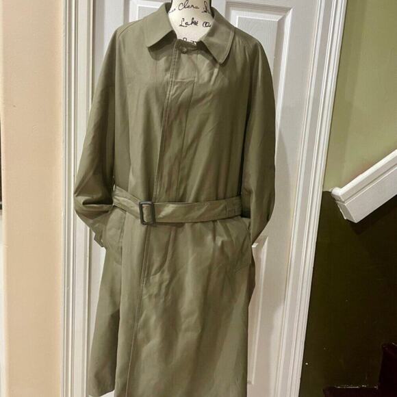 VINTAGE RALPH LAUREN TRENCH COAT BELTED OLIVE GREEN ZIP LINER SZ 42R AESTHETIC - Picture 16 of 16